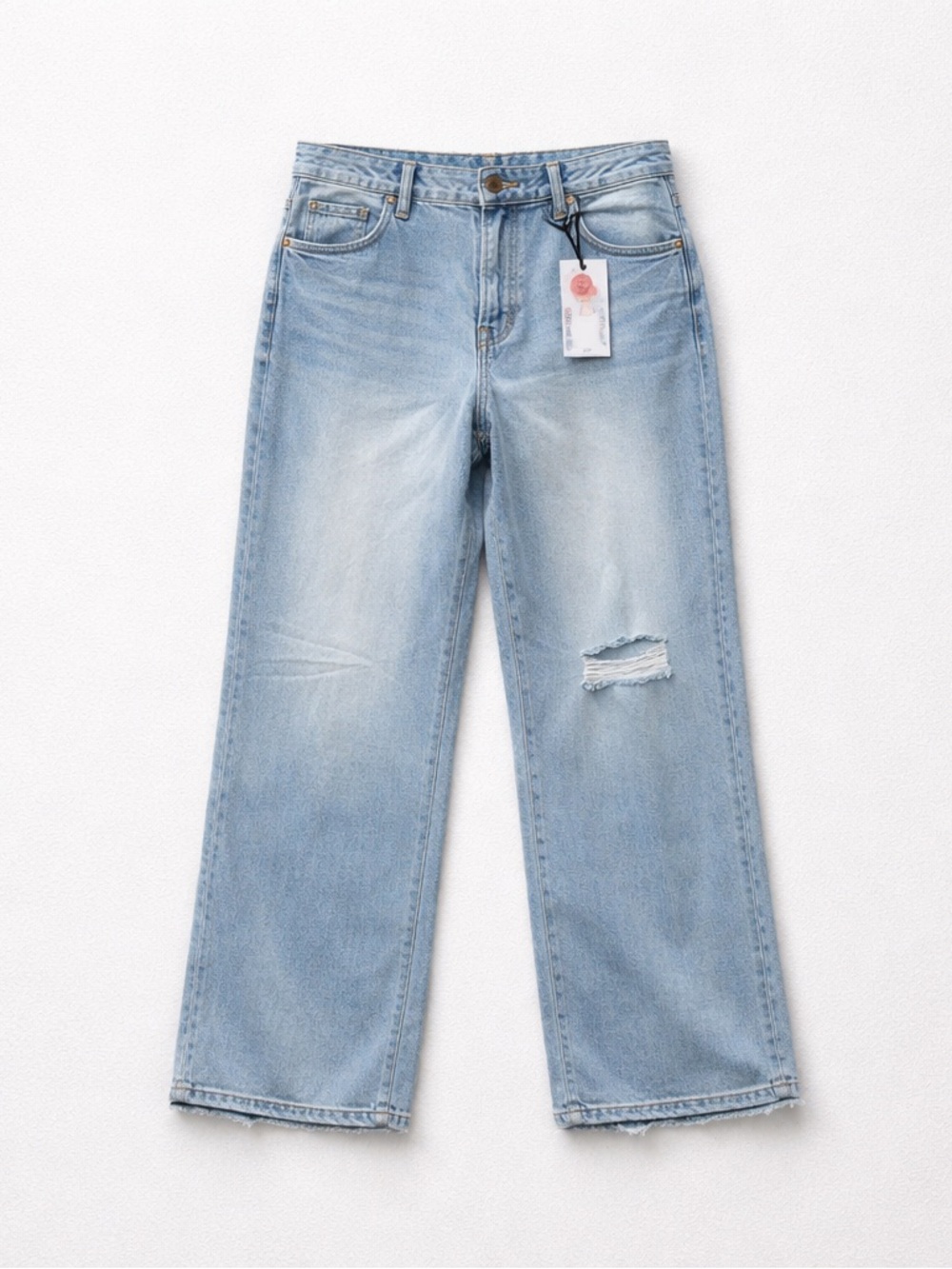 Celebrity Pink Light Blue Distressed Wide-Leg Jeans